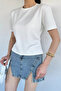 Women's Crew Neck T-Shirt with Side Drawstring Detail - 2
