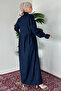 Front Buttoned Hijab Jean Denim Dress - 4