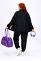 Plus Size Zippered Stripe Detailed Stoned Pocketed Lace-Up Waist Sports Women's Top and Bottom Set - 2