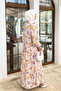 Patterned Summer Hijab Dress with Elasticated Sleeves and Front Button Detail - 4