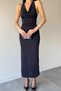 Women's Halter Neck Backless Sparkling Evening Dress with Slit Detail - 2