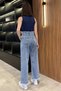 Women's High Waist Jean Denim Pants with Tassels on the Waist and Legs - 3