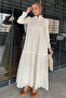 Women's Front Tie Ruffled Scalloped Hijab Dress