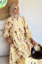 Patterned Summer Hijab Dress with Elasticated Sleeves and Front Button Detail - 2
