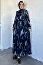 Patterned Chiffon Hijab Dress with Elastic Waist - 2