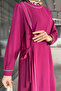 Women's Belted Stone Embellished Plus Size Hijab Dress - 3