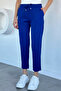 Slim Fit Fabric Trousers with Elastic Waist - 4