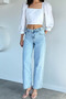 Women's High Waist Belt Detailed Palazzo Jean Denim Trousers - 2