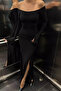 Women's Back-Tie Lycra Evening Dress with Slit Detail - 3