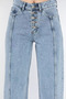 Women's Wide Leg Mom Jean Denim Pants with Front Detail - 4
