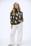 Women's Brown Green Ecru Diamond Patterned Turtleneck Knitwear Sweater – Long Sleeve Stylish Knitted Sweater - 3