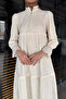 Women's Front Tie Ruffled Scalloped Hijab Dress - 3