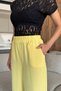 Women's Loose Wide Leg Elastic Waist Fabric Trousers - 4