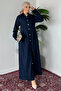 Front Buttoned Hijab Jean Denim Dress - 2
