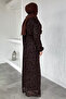 Flock Printed Hijab Dress with Elastic Waist - 4