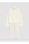 Ecru High Collar Girls' Soft Touch Tracksuit Set - 2