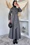 Gülseli Plaid Patterned Waist Tie Hijab Dress - 4