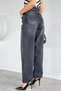 Women's Washed High Waist Elegant Style Palazzo Jean Denim Pants - 4