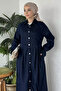 Front Buttoned Hijab Jean Denim Dress - 3