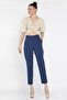 Women's High Waist Fabric Trousers - 3