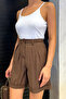 Women's High Waist Tencel Fabric Shorts - 2