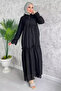 Scalloped Hijab Long Dress with Collar Tie - 2