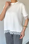 Women's Lace Detailed T-Shirt - 4