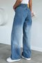 Women's Casual Style Wide Leg Washed Jean Denim Pants - 4