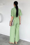 Half Zipper Elastic Waist Short Sleeve Jumpsuit - 4