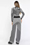 Patterned Crop Blouse Trousers Knitwear Two-Piece Set (Fits S-M Size) - 3