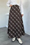 Plaid Patterned Hijab Skirt with Elastic Waist - 3