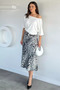 Women's Patterned Satin Skirt with Elastic Waist