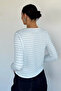 Women's Crew Neck Stripe Patterned Sweatshirt - 4