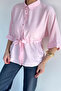 Women's Belted Folded Sleeve Shirt - 2