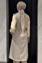 Double-breasted collar waist belt detailed front buttoned hijab trench coat - 5
