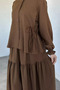 Elastic Waist Lace-Up Blouse Skirt Hijab Double Set - 4
