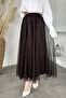 Elastic Waist Stone Embroidered Tulle Hijab Skirt - 3