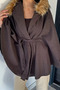 Women's Hooded Fur Belted Poncho - 2