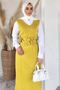 Rose patterned knitted dress shirt hijab two-piece set - 2