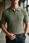 Men's Polo Collar Half Zip Knitwear T-Shirt