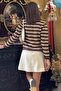Women's Front Buttoned Striped Patterned Knitwear Cardigan (Available in S-M-L Sizes) - 6