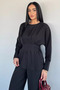 Gülseli Women's Pleated Belted Blouse and Elastic Waist Pants Two-Piece Set - 3