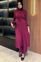 Self-Patterned, Waist-Tie Detailed, Hijab-Tunic and Pants Two-Piece Set - 3
