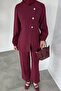 Buttoned Blouse Pants Hijab Double Set - 3