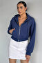 Women's Front Zipper Hooded Double Pocket Sweatshirt - 3