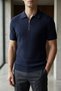 Polo Collar Half Zipper Men's Knitwear T-Shirt