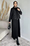 Crew Neck Hijab Dress Jacquard Jacket Double Set