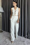 Lined Front-Tie Linen Vest and Trousers Two-Piece Set - 2