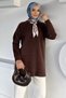 Gülseli Crew Neck Hijab Knitwear Tunic with Scarf and Brooch Detail - 3