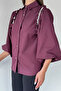 Women's Stone Embroidered Balloon Sleeve Shirt - 3